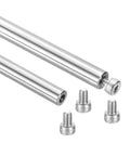 2 Piece Linear Motion Rod Shaft Guide Set 8x100mm Hardened Chrome Plated Hollow Steel Rods With 4mm Inner Hole And M4 Screws Rock Solid For 3D Printers And CNC Machines shown with M4 screws