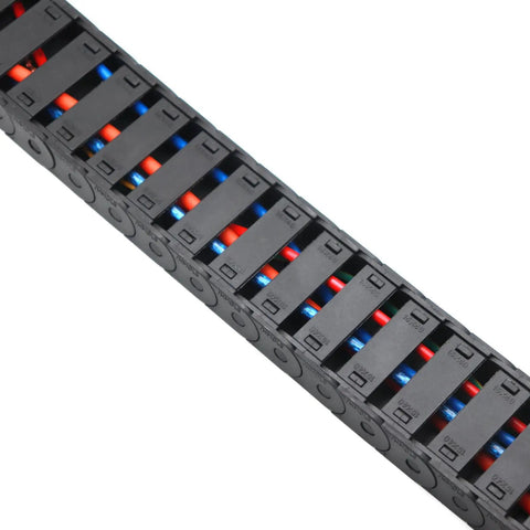 15mm By 50mm Plastic Semi Closed Cable Drag Chain For CNC Machine Tool Wire Carrier 1M Black, close-up view