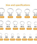 Size and specifications of Internal Circlip Assortment Kit 288 Pieces C Clip Washer Set In 304 Stainless Steel Retaining Ring Kit M3 to M26.