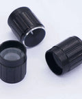 Black knob cover cap set for Three 1K Ohm Linear Taper Rotary Potentiometers with 3 Pin XH2.54 3P Connector, shown in close-up