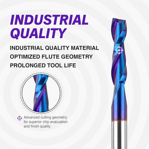Upcut Spiral CNC Router Bit 6mm Shank For Wood And Plastic Deep Pocketing 25mm Cutting Depth 64mm Overall Length Two Flute End Mill