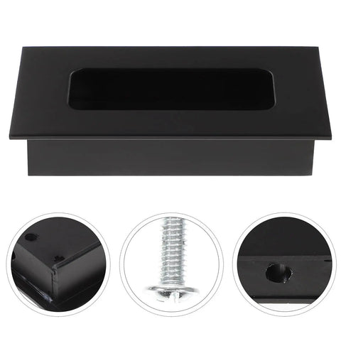 Black Aluminum Hidden Recessed Door Handles 2 Pack Concealed Cabinet Pulls For Furniture Doors And Drawers, detail view.