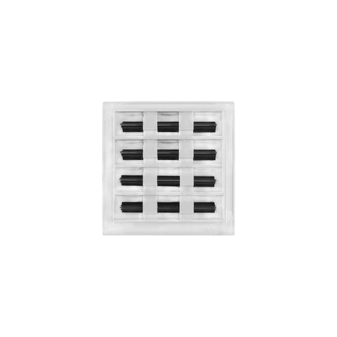 Front view of White 8x8 Modern AC Vent Cover With Decorative Linear Slot Diffuser For Ceiling, Wall And Floor