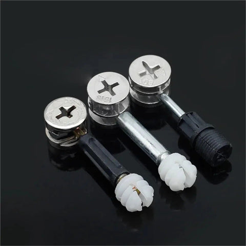 Heavy Duty 50 Piece Cam Lock Fittings No Sweat 3 In 1 Furniture Connector Kit Rock Solid Cam Screw with Eccentric Wheel Nut set.