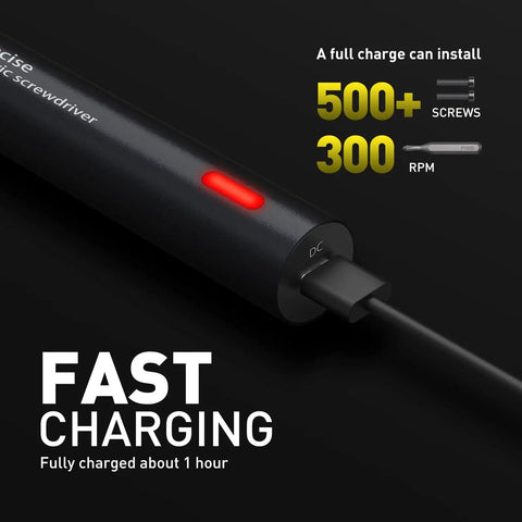 Newest 51 In 1 Mini Cordless Precision Screwdriver Kit With S2 Steel Magnetic Bits, Type C Fast Charge cable inserted