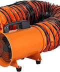 Badass Portable Fume Extractor With 220V High Velocity Industrial Blower For Garages And Workshops Plus Flexible PVC Duct, orange exhaust fan with duct.