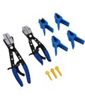 Get Your Garage Boss Ready With This Kickass Metal Rubber Fuel Line Clamp Pliers Set Featuring Eight And Ten Inch Automotive Hose Stopper Tools For Leaking Pipe Fixes That Stop Water In Their Tracks Without Missing A Beat. 9-piece blue and black metal rubber fuel line clamp pliers set