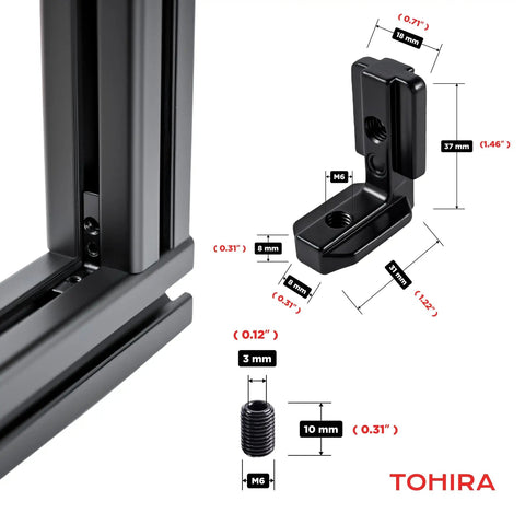 Inside Corner Brackets For 40 Series 8mm T Slot Aluminum Profiles 10 Sets Black Ball End Hex Wrench Included For No Hassle Secure CNC