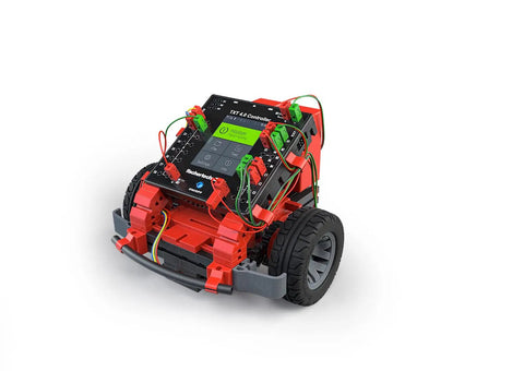 Robotics TXT 4.0 Base Set Robot Kit For STEM Builders, Programmable, Durable Black Design, Hands On Coding And Control, Great For Learning Core Robotics And Engineering, red wheeled robot