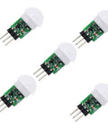 Five Pack PIR Motion Sensor Module With Pyroelectric Infrared Tech Top Notch Sensitivity Passive IR Sensor For Automatic Lighting And Home Security Ideal For Smart Home Projects And Easy Indoor Detection, five green PCB modules