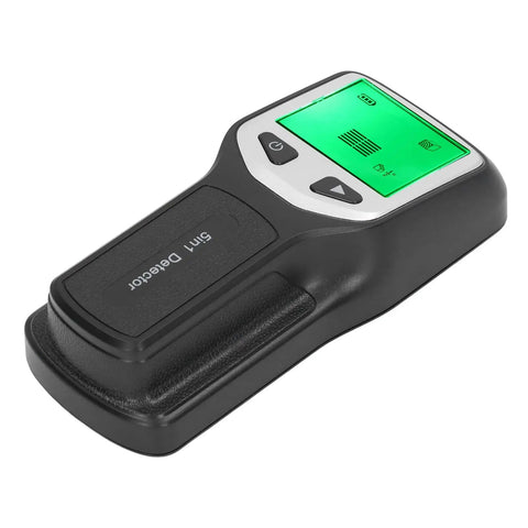 Duokon Stud Finder Wall Scanner 5 in 1 Detector with HD LCD Display at an angle, featuring a green display and control buttons.