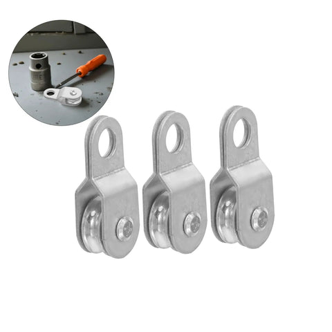 Heavy Duty 12 Pack 6mm Rope Guide Pulleys With Swivel Bearings For Lifting And Hoisting Cable Roller Wheels For Load Handling, Outdoor Hanging, Rigging And DIY Projects, silver metal