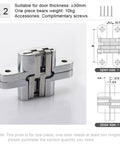 180 Degree Concealed Door Hinges For Heavy Doors Built In Stainless Steel Hidden Hinges Invisible Cross Gemel Design No 2