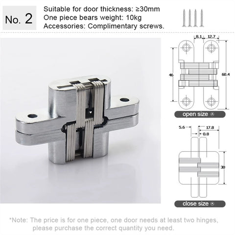 180 Degree Concealed Door Hinges For Heavy Doors Built In Stainless Steel Hidden Hinges Invisible Cross Gemel Design No 2