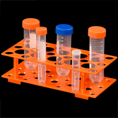 Detachable Plastic Test Tube Rack Set 2 Pack In Blue And Orange For 10ml 15ml And 50ml Centrifuge Tubes 28 Well Stand