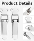Stainless Steel Toggle Latch Set With Spring Loaded Mechanism, Heavy Duty Silver Catch Hasps Clips For Cabinets