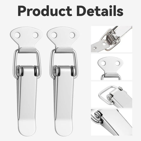 Stainless Steel Toggle Latch Set With Spring Loaded Mechanism, Heavy Duty Silver Catch Hasps Clips For Cabinets