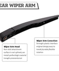 Complete Rear Wiper Arm And Blade Kit Swap For Ford Escape 2013 To 2023 And Explorer 2011 To 2023 with sturdy black plastic construction.