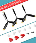 Three Sets Spare RC Plane Propellers 3 Blade Propellers For P40 Fighter RC Plane 76113 Includes Propeller Savers And Adapters Plus Carbon Fiber Nose Cone For Durable Smooth Flights