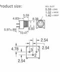 Technical diagram of Trim Potentiometer Kit With Blue Knobs 20 Pieces 1K 10K 50K 100K Ohm Breadboard Friendly Rotary Potentiometers