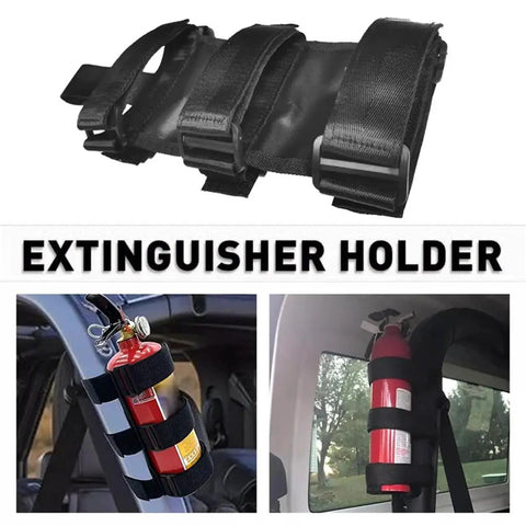 Heavy Duty Fire Extinguisher Mount For Roll Bar With Adjustable Straps Secure Holder For Jeep Wrangler Trucks SUVs Off Road Cars And Home Office Use Grab And Go Access Bracket System