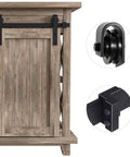 Heavy Duty Bypass Barn Door Hardware Kit For Cabinets And Closets, Two Foot Track System Built Like A Tank With Wooden Door Installed