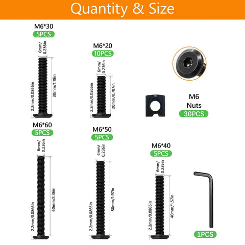 Crib And Furniture Hardware Replacement Kit With 30 Hex Socket Cap Screws And Barrel Nuts For Beds And Headboards