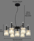 Farmhouse Chandelier 7 Light Black Pendant Light With Glass Shade Dope Industrial Vintage Hanging Fixture For Dining Room