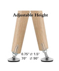 Heavy Duty Swivel Adjustable Leveling Feet With T Nut Bolt Rock Solid Screw On Furniture Leveler For Cabinet Table Workbench Chair Plug And Play Assembly 4 Pack 50Mm Thread Base on wood legs with adjustable height.