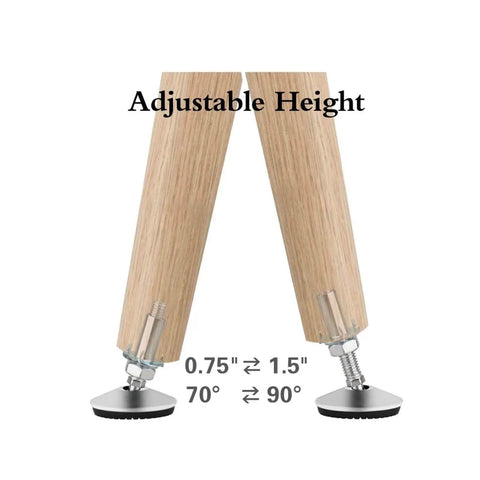 Heavy Duty Swivel Adjustable Leveling Feet With T Nut Bolt Rock Solid Screw On Furniture Leveler For Cabinet Table Workbench Chair Plug And Play Assembly 4 Pack 50Mm Thread Base on wood legs with adjustable height.