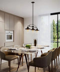 Dining area with Three Light Pendant In Oil Rubbed Bronze With Clear Glass Shades, Classic Vintage Industrial Vibe For Any Ceiling