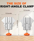 Pro Grade Stainless Steel Right Angle Clamp Set For Woodworking 90 Degree Corner Clamp dimensions with adjustable jaw, silver color