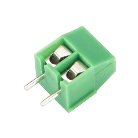 Green 40 Piece 2 Pin Screw Terminal Block Connectors Plug And Play 3.5mm Pitch For Arduino Projects, 10A 300V UL IEC Rated, close-up