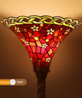 Dragonfly Tiffany Floor Lamp With Stained Glass Lampshade, Bronze Pole, 67 Inch Tall Reading Lamp, LED Bulb Included 2700K E26
