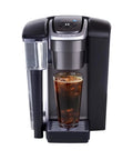 Front view of black Office Ready Single Serve Coffee Maker For Small Teams With 96 Oz Water Reservoir brews hot or over ice