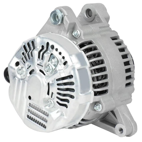 Plug And Play Alternator Replacement For Toyota Avalon 1998 2004 And Sienna 1998 2003 12V 100 Amp CW Rotation Internal Regulator S6 Pulley Ready To Install Long Life - side view showing metal construction and mounting points