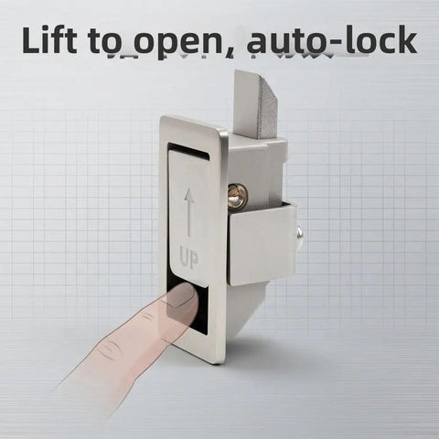 304 Stainless Steel Flat Push Button Lock For Electrical Cabinets And Industrial Panels, Spring Loaded Latch, Brushed Finish