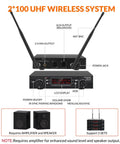 Dual UHF Wireless Lavalier Microphone System With Auto Scan, 200 Channel Tuning receiver and controls for interference free performance