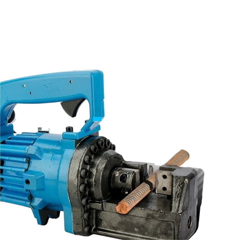 AOXHUGB Electric Rebar Bender And Cutter Portable Hydraulic Rebar Cutter showing adjustable guide, blue and black steel design.
