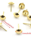Top Shelf Gold Mushroom Upholstery Tacks For Furniture Nails And Diy Craft Projects Hella Smooth Polish With Rock Solid Iron Build Badass Accent Details 100 Piece Sweet Vibe Set - 11mm head, 17mm shank, shiny gold finish.
