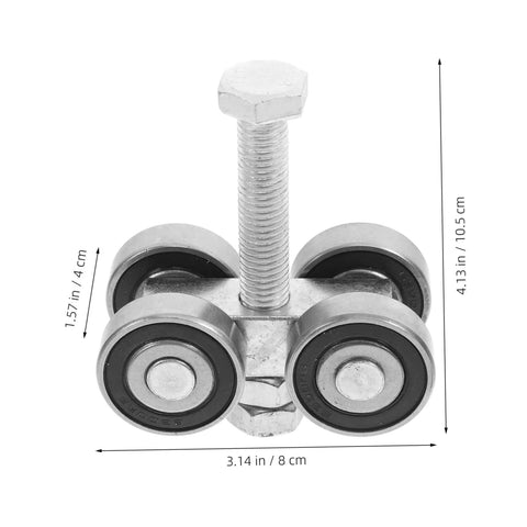 Front view of Stainless Steel Double Bearing Caster Wheel For Sliding Gates And Barn Doors Heavy Duty Track Roller.