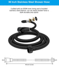 Coiled All Metal Shower Hose 90 Inch Stainless Steel Extra Long Replacement No Twist Flexible Bathroom Handheld Shower Hose Extension