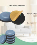 20-Pack Furniture Sliders With Self Adhesive PTFE Pad Mover Glides For Chair Kitchen Appliances And Round Floor Protectors In Grey, showing smooth Teflon surface and adhesive backing.