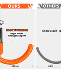 Comparison of Beefy Magnetic Hooks For Metal Surfaces With Anti Slip Coating and standard hooks, highlighting size difference.