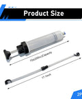 200cc Manual Fluid Extractor Pump With Dual Hoses For Quick Auto Oil Changes Universal Syringe Transfer Pump For Power Steering Transmission Fluid Gear Oil And Brake Fluid, 17.1 inch
