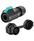 Industrial IP68 Waterproof M12 Aviation Circular Connector 4 Pin Quick Plug With One Touch Lock PBT Shell shown separated