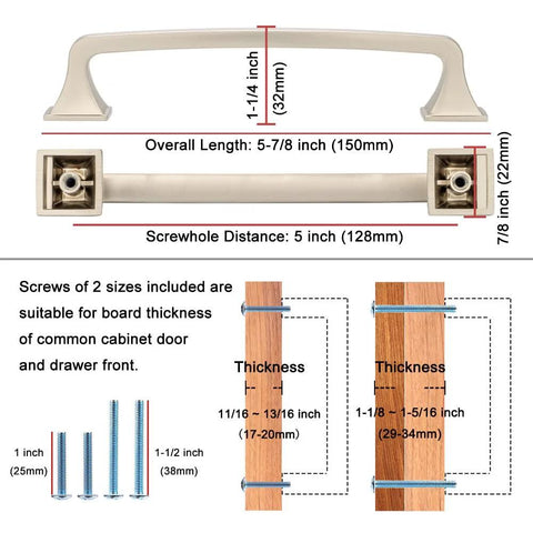 10 Pack 5 Inch Polished Chrome Kitchen Cabinet Pulls And Handles Set with screw measurements and installation guide