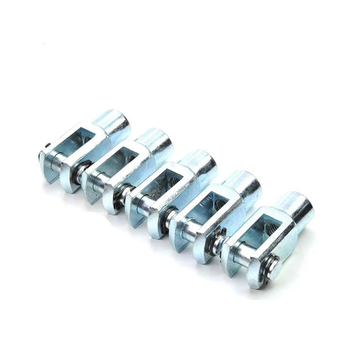 Five Pack Y Type Air Cylinder Clevis Ends M10x1.25 Female Thread For Pneumatic Cylinders, Heavy Duty Iron Link Connectors, Foot Mount, 2.04 Inch Length, 32mm Bore, Durable, Easy Install Fittings in five-piece view