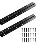 2 Piece Black Stainless Steel Piano Hinges With 24 Screws For Heavy Duty Cabinets And Rv Storage Boxes Built Tough As Nails For Diy Projects No Sweat Setup Rock Solid Continuous Hinge Kit on a white background.