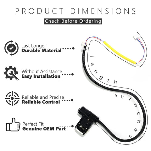 Washer Lid Lock Replacement 3 Wire Door Lock No Fuss Install, Compatible with appliances, showing 50-inch length detail.